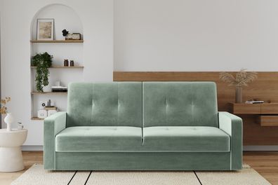 Sofa mit schlaffunktion und bettkasten KLARA Riviera Stoff Mintz
