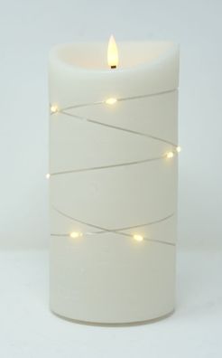 Outdoor Echtwachs LED Kerze 10 x 20 cm flammenlose mit Lichterkette und Timer