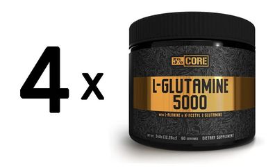 4 x L-Glutamine 5000 - Core Series, Unflavoured - 348g
