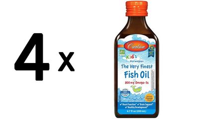4 x Kid's The Very Finest Fish Oil, 800mg Natural Orange - 200 ml.