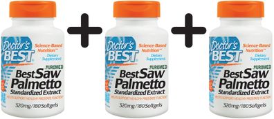 3 x Best Saw Palmetto Extract, 320mg - 180 softgels
