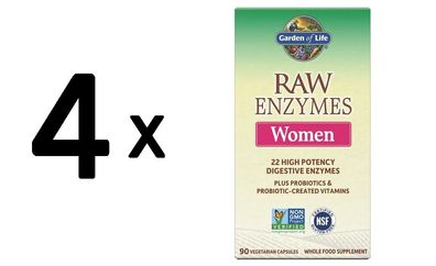 4 x RAW Enzymes Women, Women - 90 vcaps