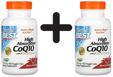 2 x High Absorption CoQ10 with BioPerine, 200mg - 180 vcaps