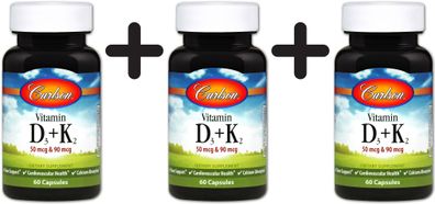 3 x Vitamin D3 + K2 - 60 caps
