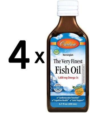 4 x The Very Finest Fish Oil, Natural Orange - 200 ml.