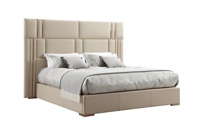 Luxus Schlafzimmer Bett Designer Möbel Doppelbett Weiß Textil Holz Neu