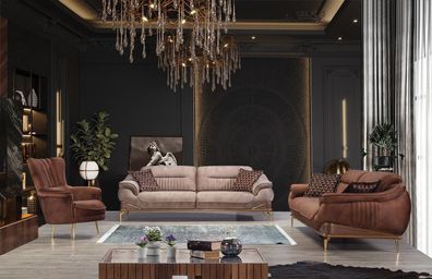 Wohnzimmer Set 2x Dreisitzer Sofa Luxus Sessel Einrichtung Design Couch