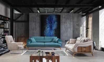 Luxus 2x Sofa Dreisitzer Wohnzimmer Set Sessel Polster Einrichtung Möbel Neu