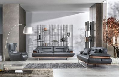 Designer Wohnzimmer Set 3tlg Dreisitzer Sofa Einrichtung Modern Sessel