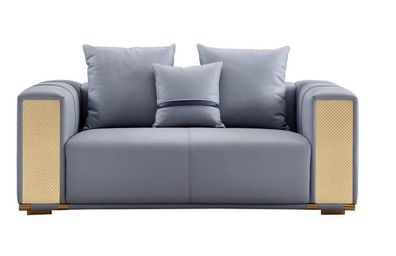 Luxus Wohnzimmer Sofa 2 Sitzer Polstersofa Blau Textil Sitz Design Couch Modern