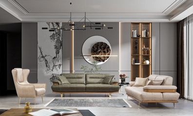 Modern Designer Garnitur Wohnzimmer 2x Dreisitzer Sofa Sessel Polster