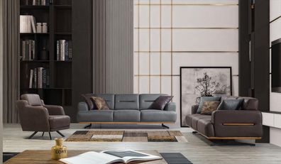 Komplett Einrichtung Sofa Dreisitzer Wohnzimmer Couch Polster Sessel Neu
