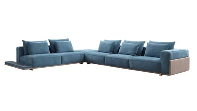 Blau Ecksofa L-Form Couch Wohnzimmer Luxus Stoffmöbel Luxus Design Neu