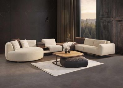 Wohnzimmer Set Ecksofa U-Form Sofa Couch Luxus Couchtisch Modern Hocker