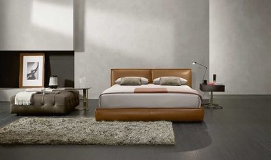 Doppelbett Polster Bett Luxus Schlafzimmer Betten Doppel Bettrahmen Braun Möbel
