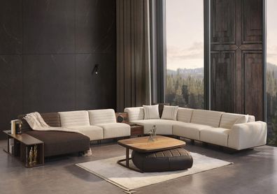 Luxus Ecksofa U-Form Polster Sofa Couch Wohnzimmer Möbel Textil Neu Einrichtung