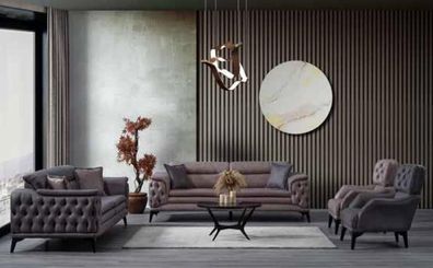 Luxusmöbel Brauner Wohnzimmer Zweisitzer Textil und Leder Sofas Modern