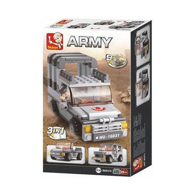 Sluban Army Armee-Jeep 9into1 3in1 M38-B0537A Modellbau Bausatz Spielzeug