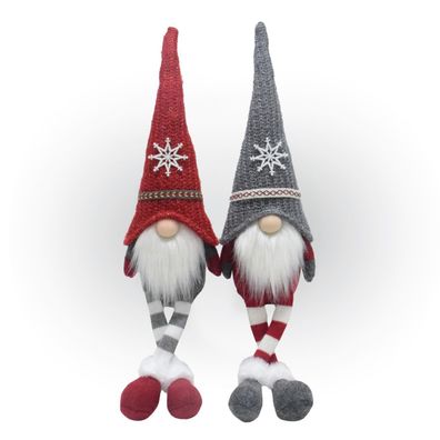 Wichtel 2er Set, Weihnachtswichtel als Kantenhocker, Gnome mit Strickmütze