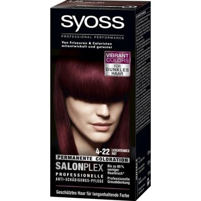 100,61EUR/1l Syoss Haarfarbe Coloration Leuchtendes Rot-Violett Nr. 4-22 115ml