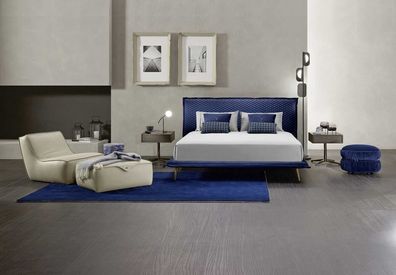 Doppelbett Betten Bettrahmen Bett Holz Schlafzimmer Blau Klassisch Prianera Neu