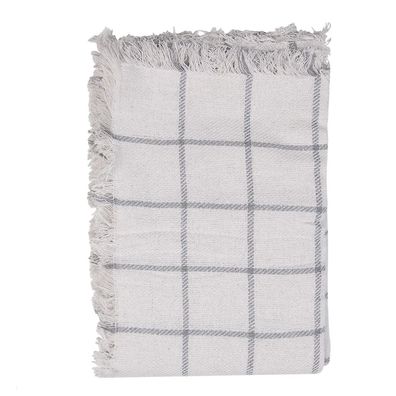 Clayre & Eef Tagesdecke 125x150 cm Weiß Grau Baumwolle Streifen (Gr. 125x150 cm)