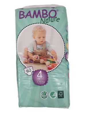 60 Stück Bambo Nature Windeln Größe 4 Maxi 7-18 Kg