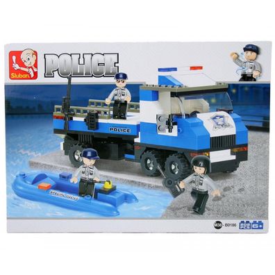 Sluban Polizei Truck LKW M38-B0186 202 Teile Bausteine Set Police LKW Boot