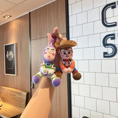 2tlg Buzz Lightyear Woody Plüsch Pendant Toy Story Puppe Rucksack Schlüsselanhänger