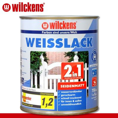 Wilckens 750 ml Weisslack 2in1 seidenmatt Holz Zaun Hütte Balken Grundierung