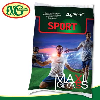 2 kg MaxiGrass Sport und Spiel Rasensamen für 80 m² robusten und perfekten Rasen