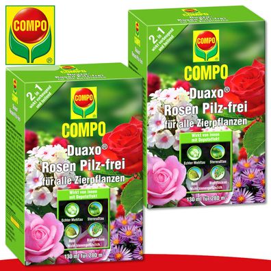 COMPO 2x 130ml Duaxo® Rosen Pilz-frei für alle Zierpflanzen Mehltau Pflege