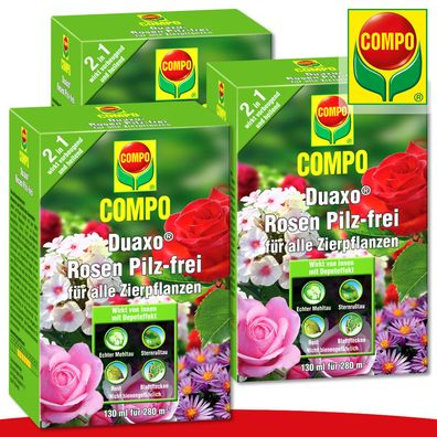 COMPO 3x 130ml Duaxo® Rosen Pilz-frei für alle Zierpflanzen Fungizid Rost Schutz