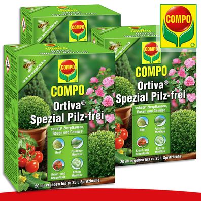 COMPO 3 x 20 ml Ortiva® Spezial Pilz-frei Mehltau Rost Krautfäule Schutz Garten