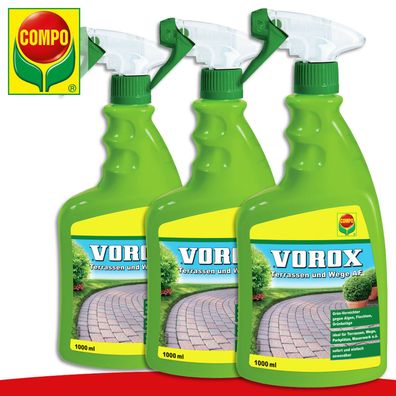 COMPO 3 x 1000 ml Vorox Terrassen und Wege AF Bekämpfung Spray Algen Pflaster