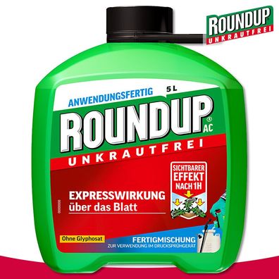 Roundup Unkrautfrei 5L AC Fertigmischung Glyphosatfrei Bekämpfung Beet Garten