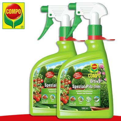 COMPO 2x 1000ml Ortiva® Spezial Pilz-frei AF Spray Bekämpfung Schutz Garten Obst