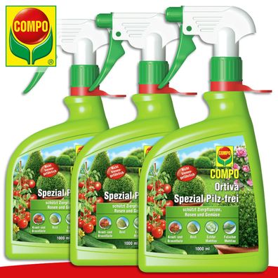 COMPO 3x 1000ml Ortiva® Spezial Pilz-frei AF Garten Schutz Fungizid Mehltau Rost