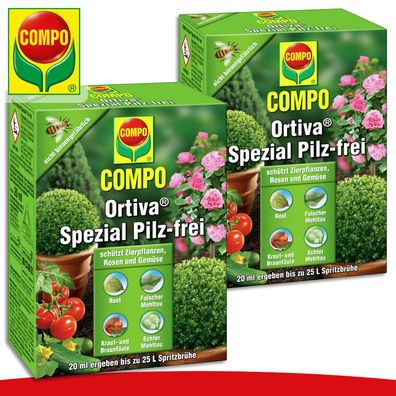 COMPO 2 x 20 ml Ortiva® Spezial Pilz-frei Mehltau Rost Krautfäule Schutz Garten