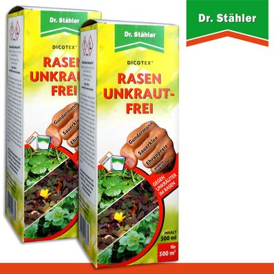 Dr. Stähler 2 x 500 ml Rasen Unkrautfrei Dicotex (Flasche mit Dosierbecher)