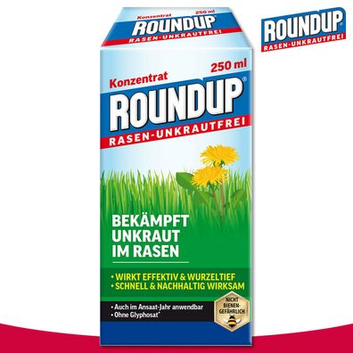 Roundup Rasen-Unkrautfrei 250 ml Konzentrat Wegerich Löwenzahn Klee Bekämpfung *