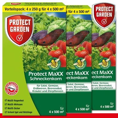 Protect Garden 3x 4x250g Protect MaXX Schneckenkorn Beet Erdbeeren Blume Schutz