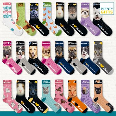 Lustige Socken 1 Paar Pet Socks Tiersocken farbenfroh viele Größen 24 Motive