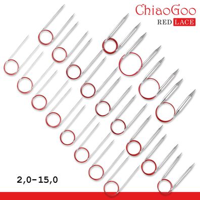 ChiaoGoo Red Lace Rundstricknadeln 150cm Edelstahl hochwertig rostfrei 21 Größen