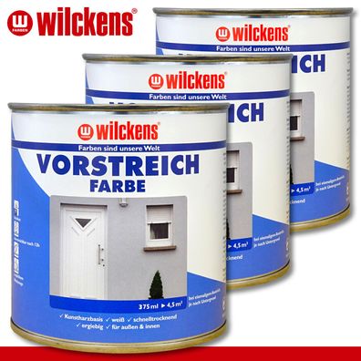 Wilckens 3 x 375 ml Vorstreichfarbe weiß auf Kunstharzbasis für innen und außen