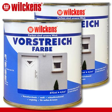 Wilckens 2 x 375 ml Vorstreichfarbe weiß auf Kunstharzbasis für innen und außen