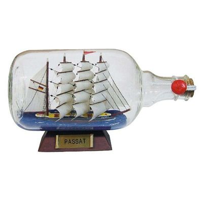 Großes Buddelschiff "Passat", XXL Flaschenschiff auf Holzsockel 27 cm