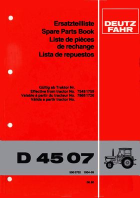 Ersatzteilliste für den Deutz Fahr Traktor D 4507 Deutsch
