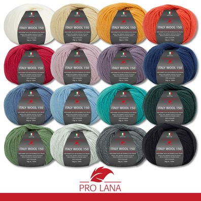 Pro Lana 5 x 50 g Italy Wool 150 Merino Wolle Stricken Häkeln Garn 16 Farben