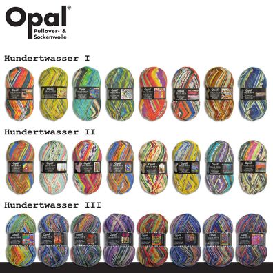 Opal 5 x 100 g Hundertwasser Sockenwolle 4-fach Strümpfe Stricken 24 Farben